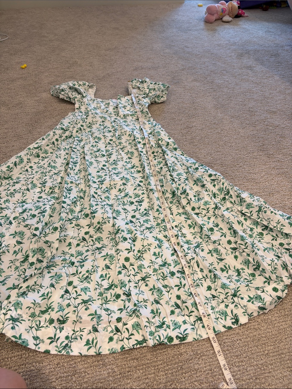 HILL HOUSE HOME X LA COQUETA Women's Green Bird Floral Matilda Dress Size S - Picture 5 of 14